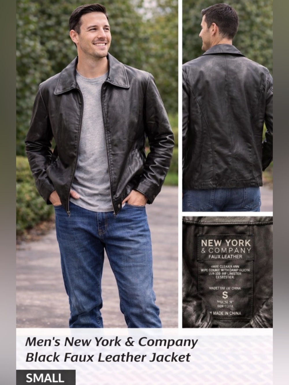 New York & Company Black faux Leather Jacket SMALL